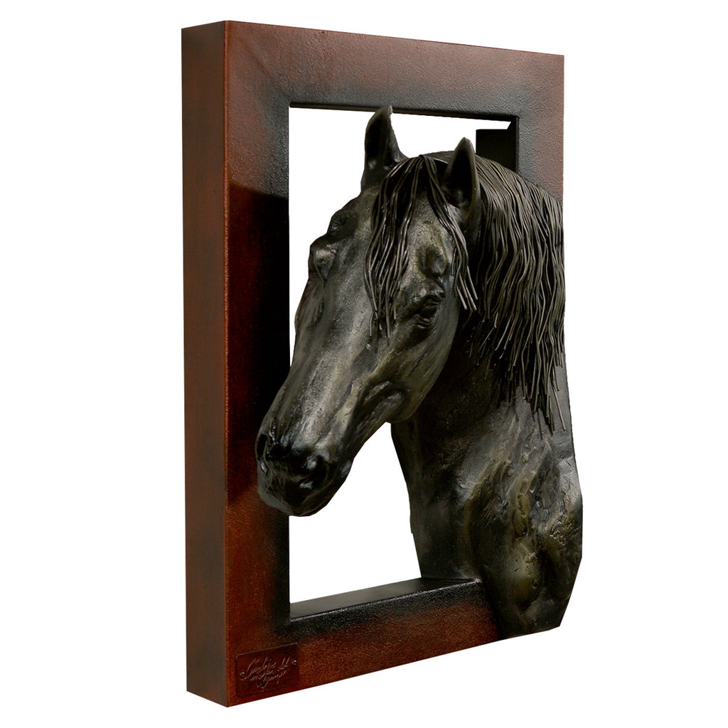 Left Facing Black Horse Head Wall Sculpture