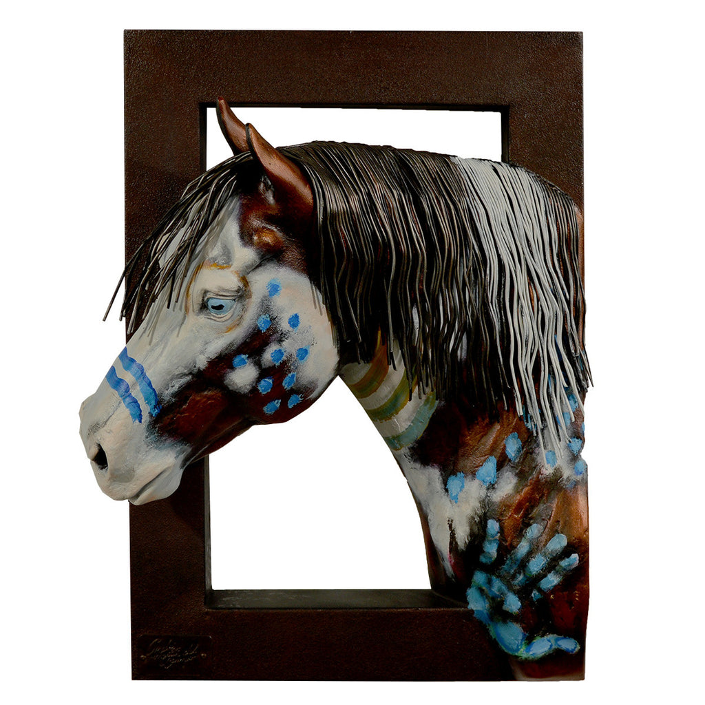 Apache Blue Eyed Horse Wall Sculpture