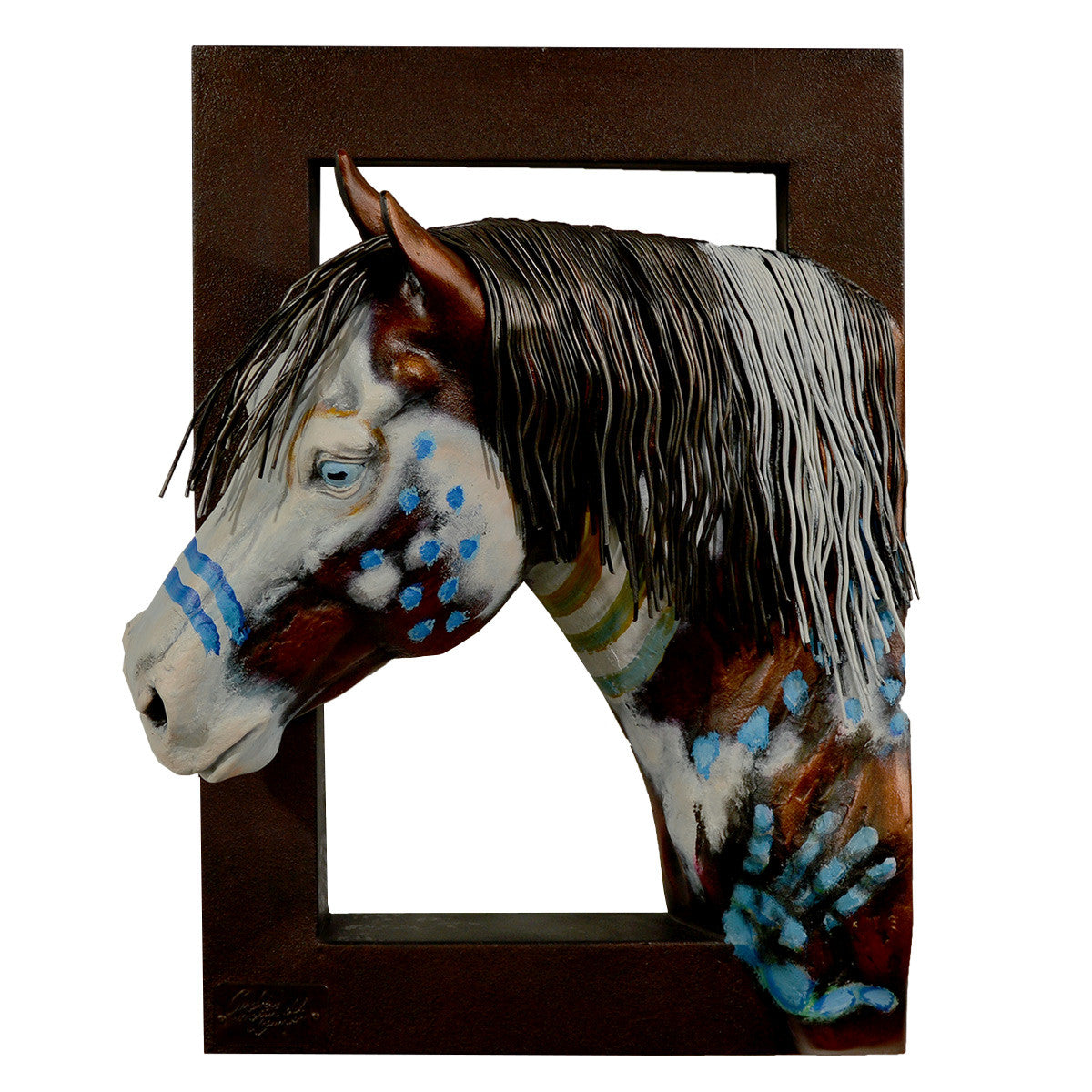 Apache Blue Eyed Horse Wall Sculpture