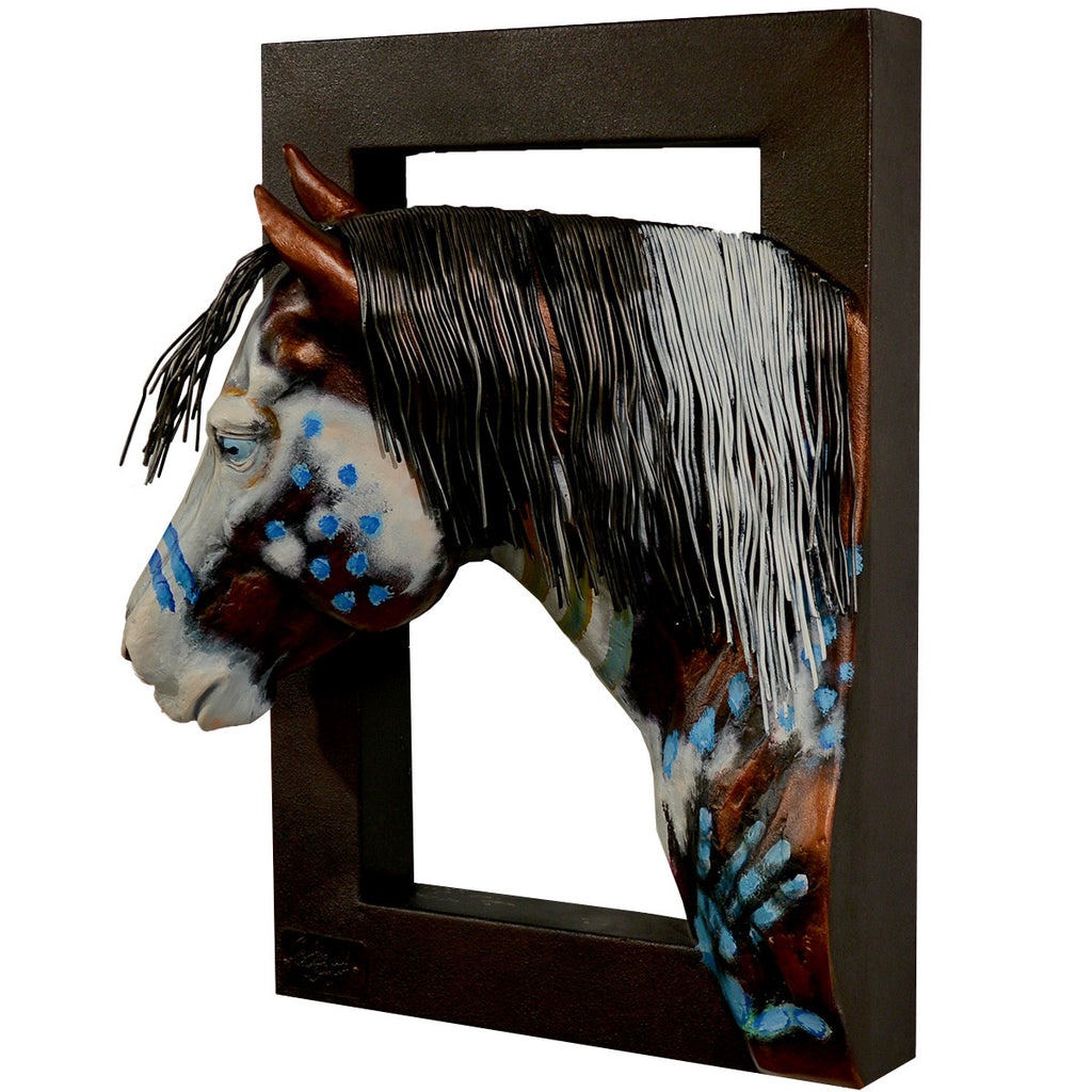 Apache Blue Eyed Horse Wall Sculpture