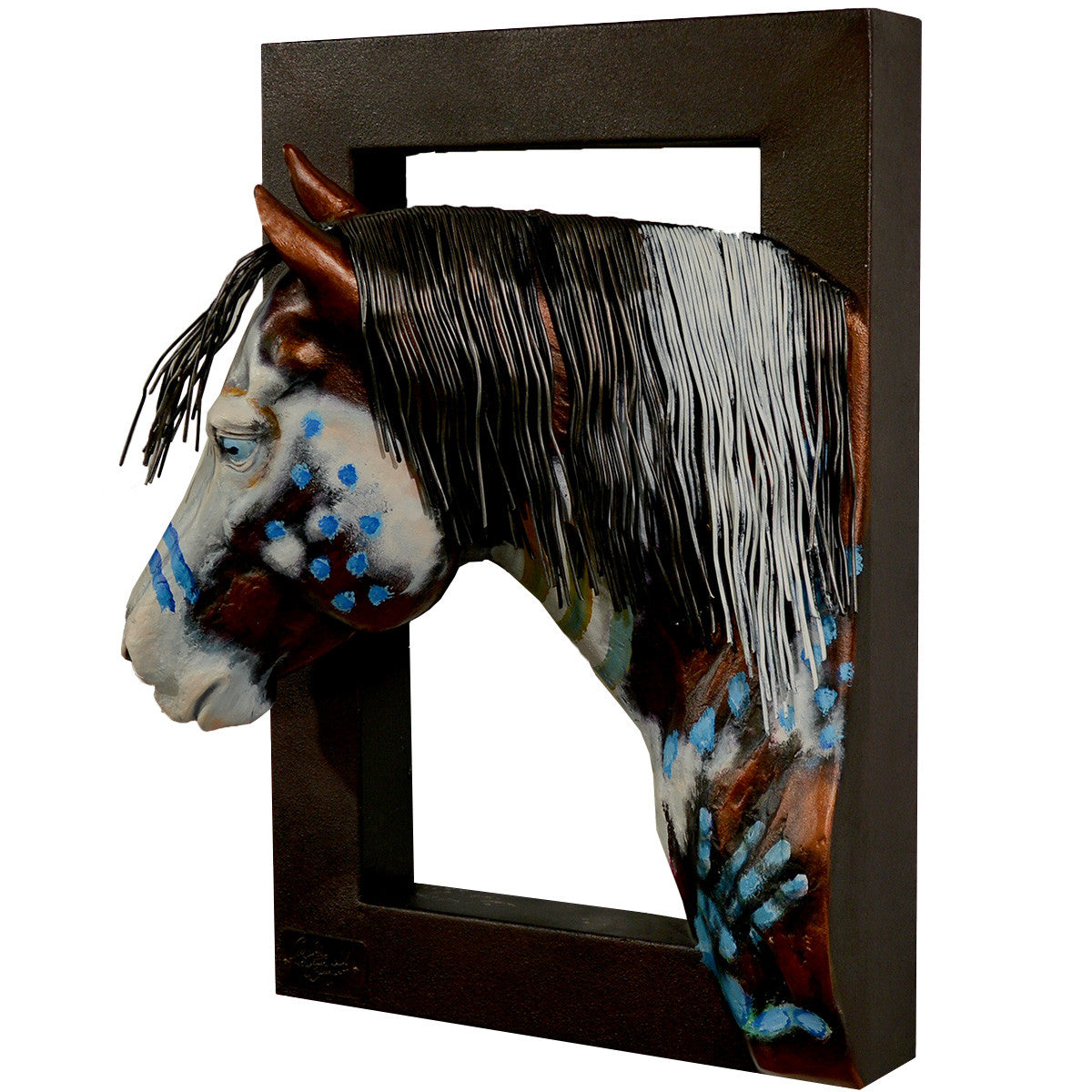 Apache Blue Eyed Horse Wall Sculpture
