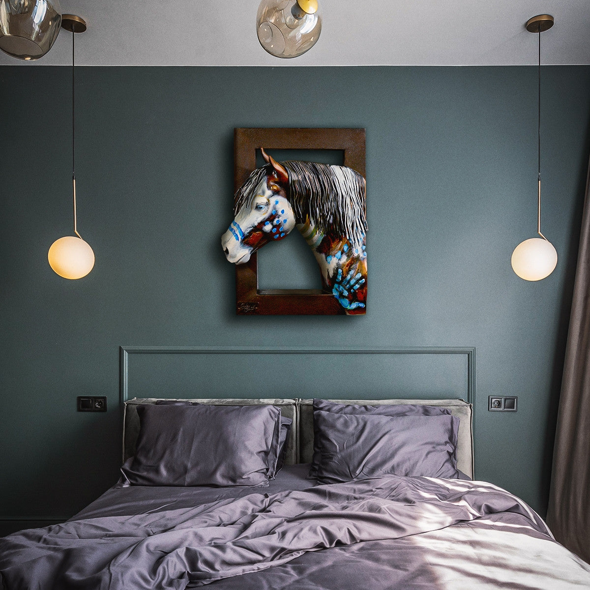 Apache Blue Eyed Horse Wall Sculpture