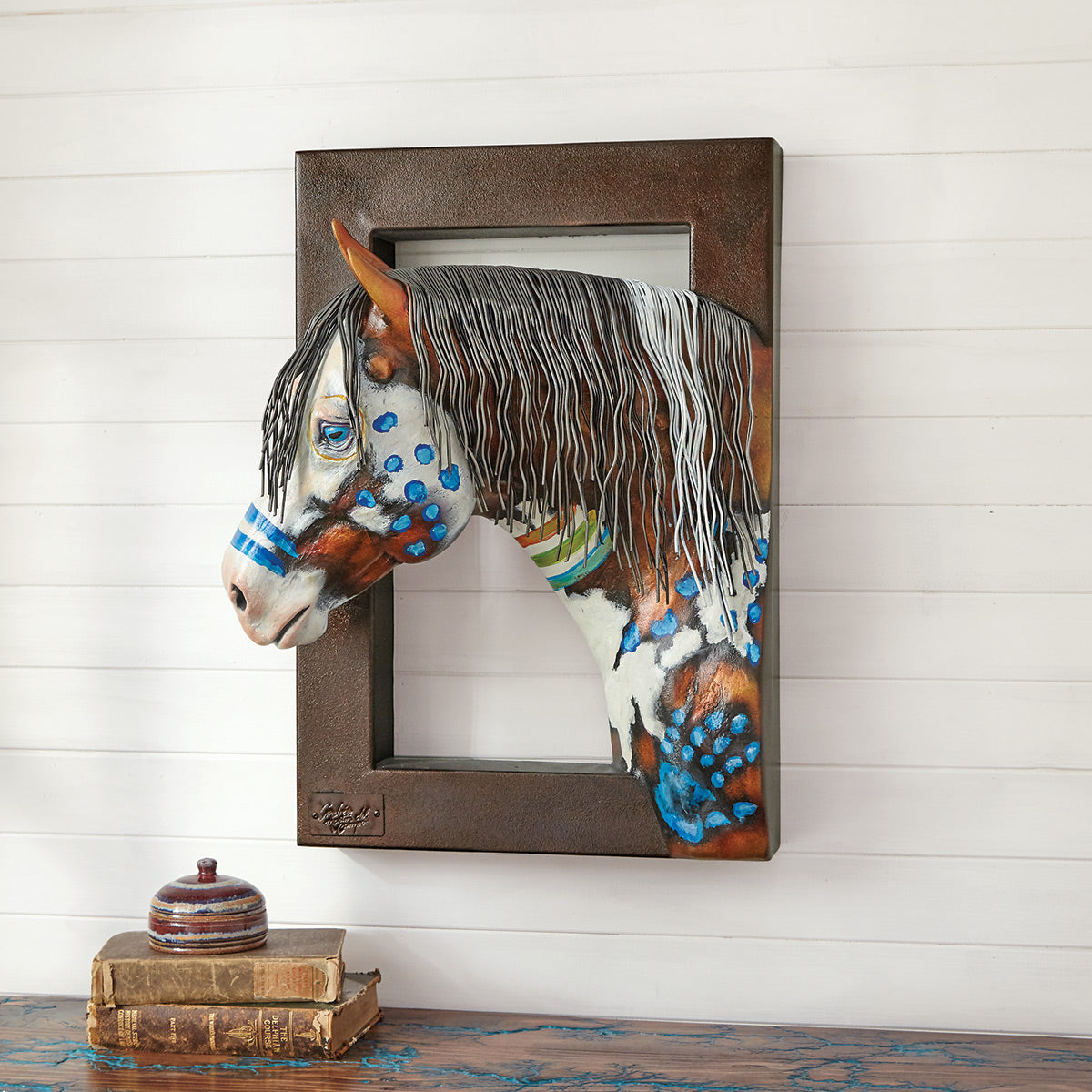Apache Blue Eyed Horse Wall Sculpture