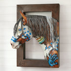 Apache Blue Eyed Horse Wall Sculpture