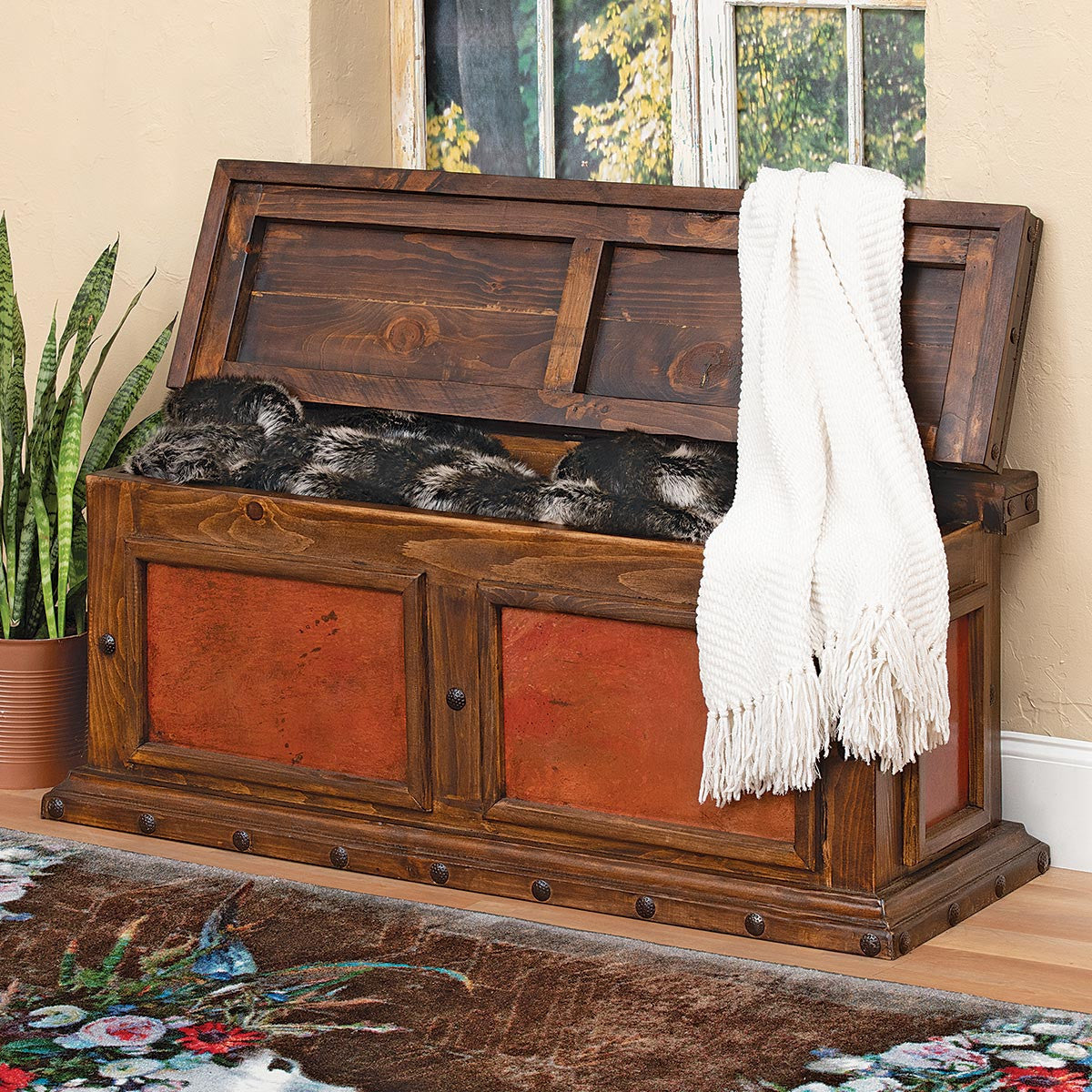 Mesa Copper & Wood Blanket Box