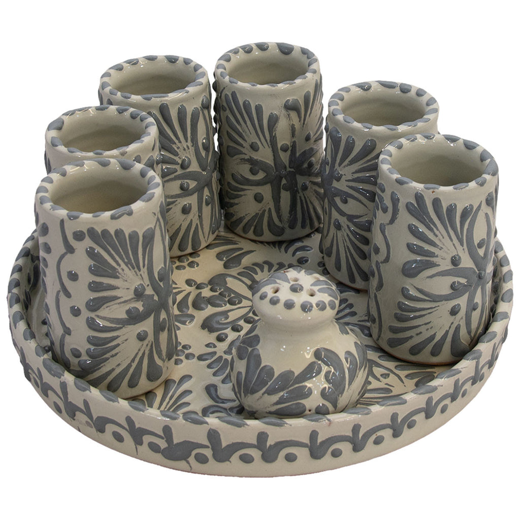 Dorado Talavera Tequila & Salt Shaker Set (8 pcs)
