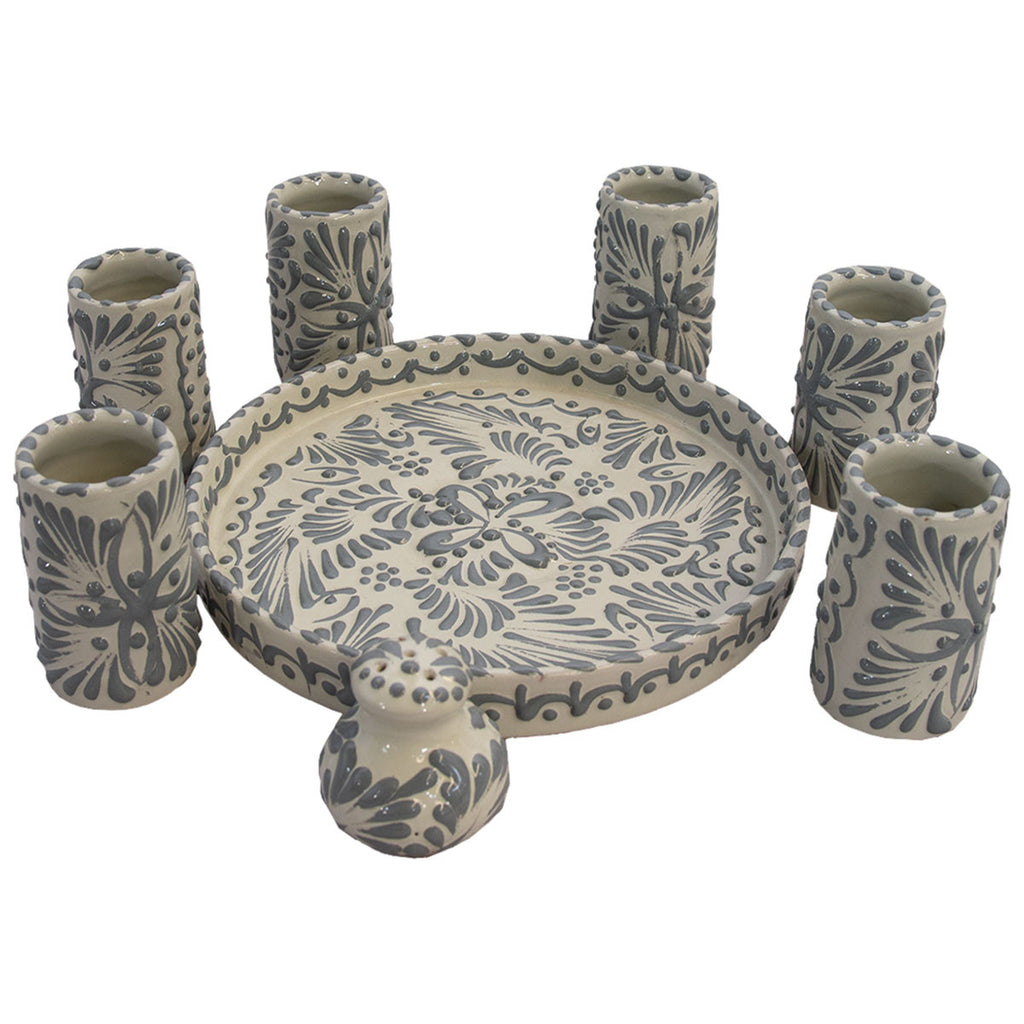Dorado Talavera Tequila & Salt Shaker Set (8 pcs)