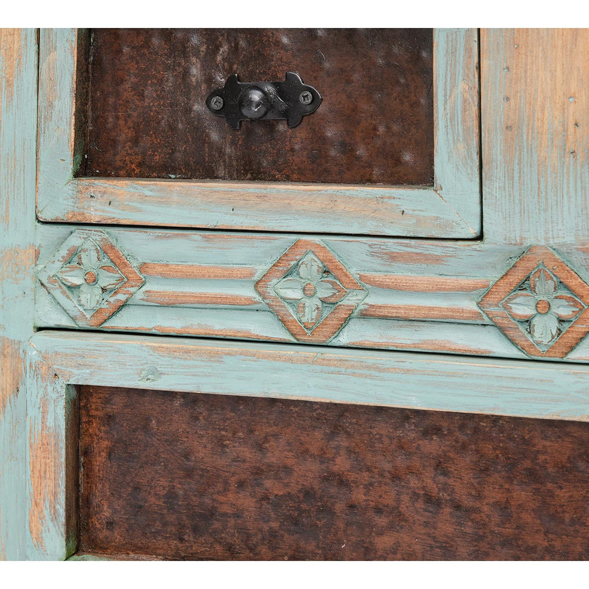 Taos Pueblo Turquoise Carved Buffet
