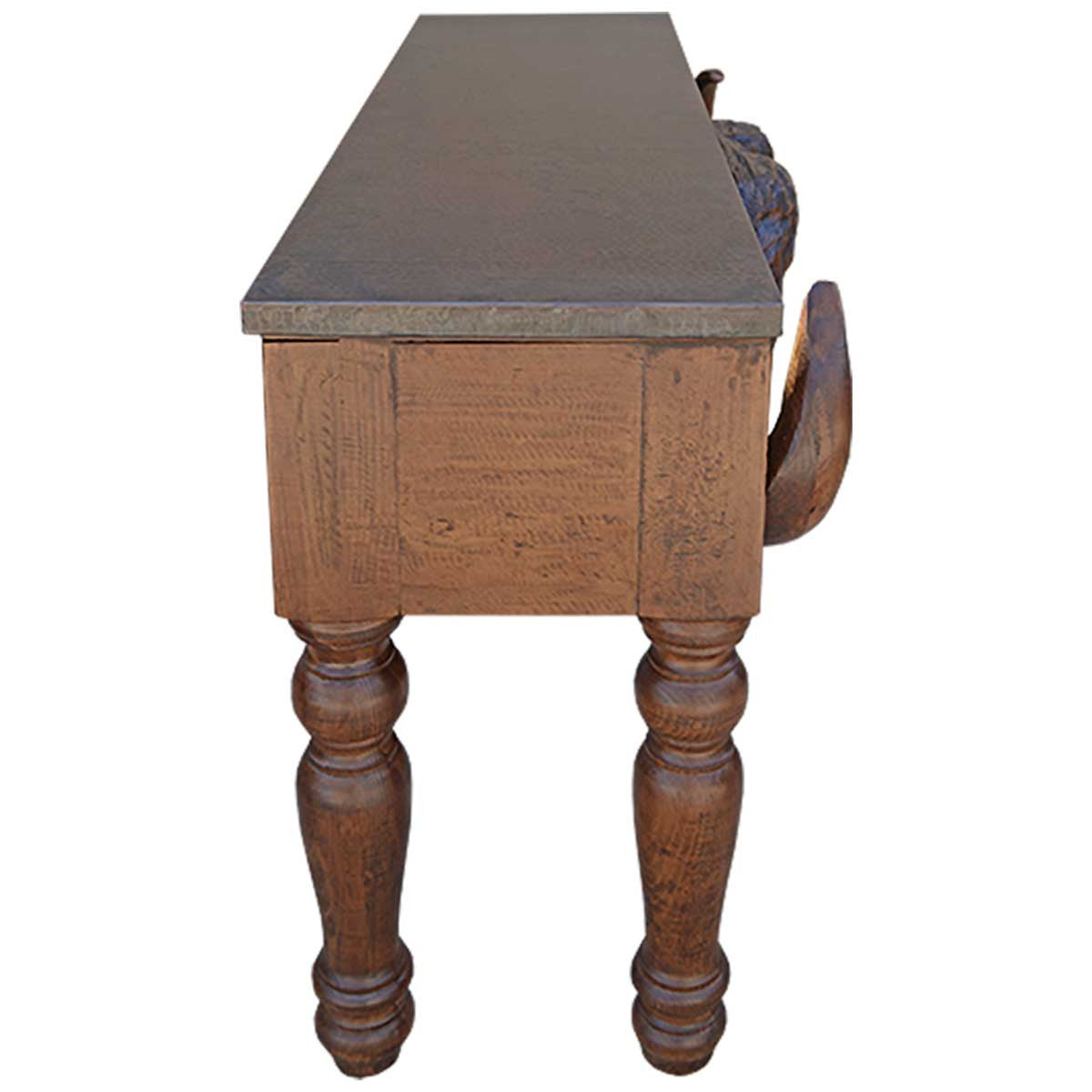 Longhorn Skull Console with Copper Top