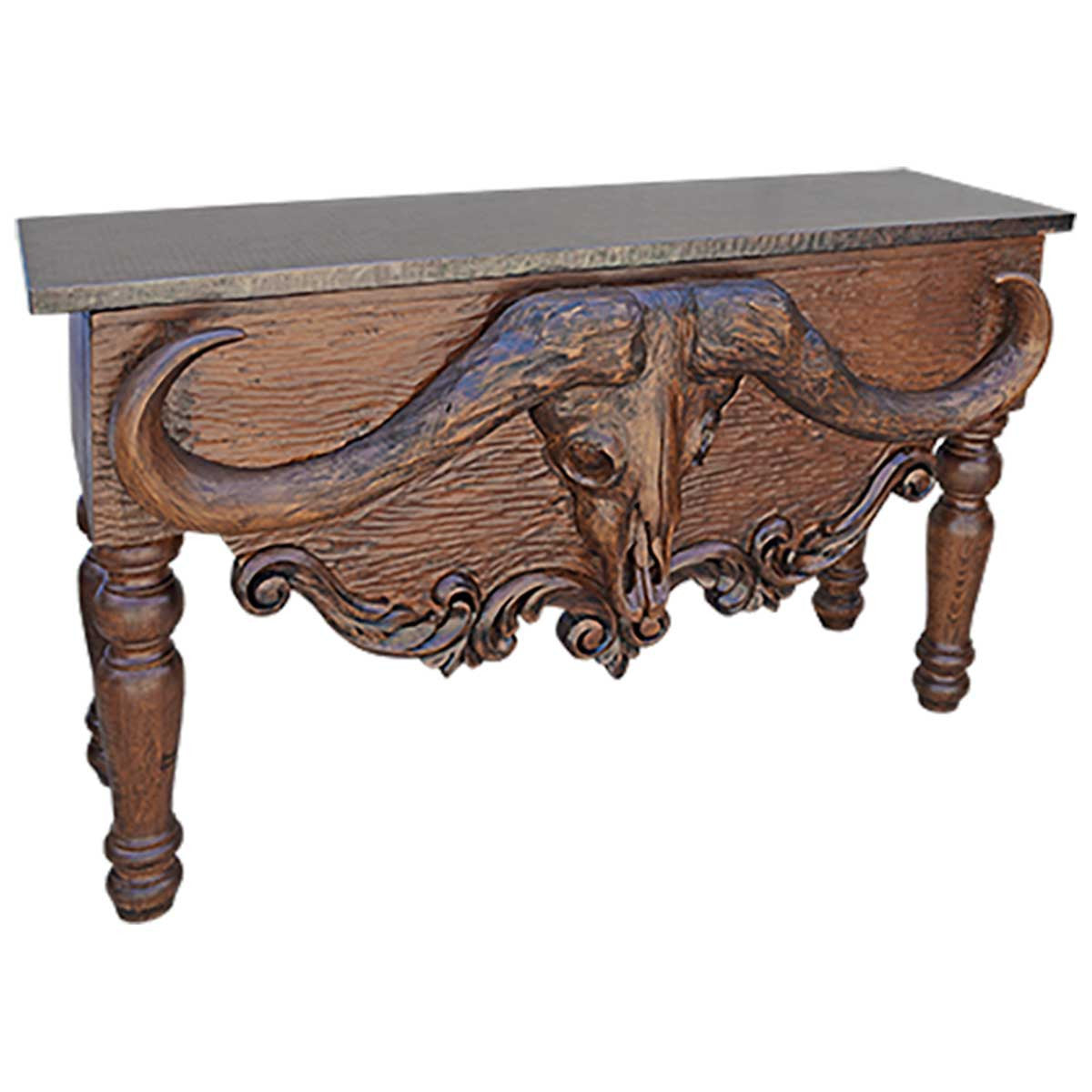 Longhorn Skull Console with Copper Top