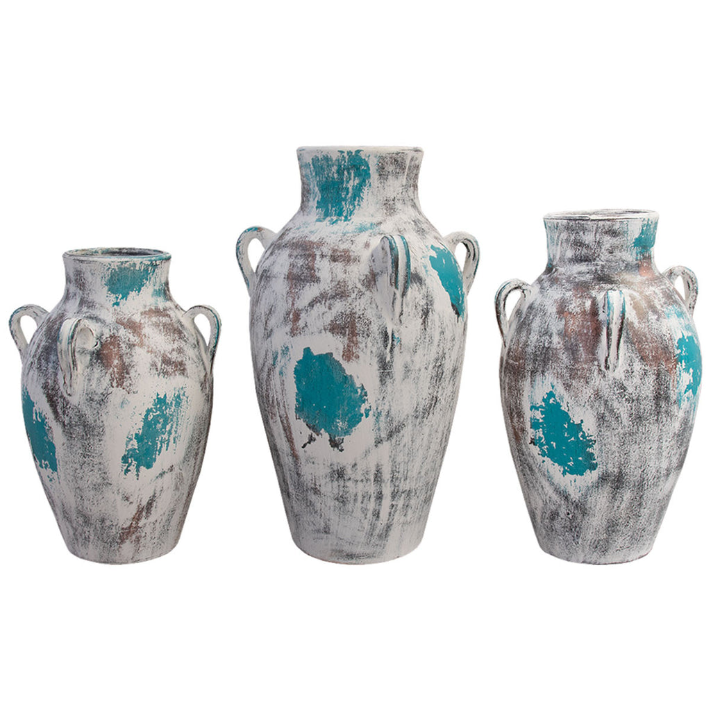 Seminole Valley Turquoise & White Pots - Set of 3