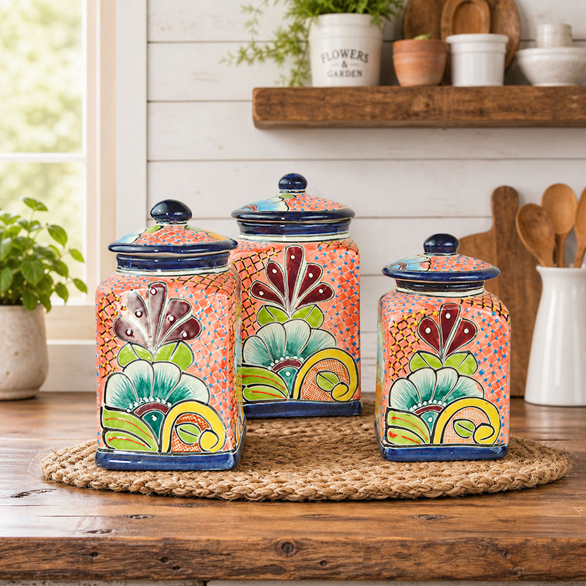 STUART CRYRTAL 置物　3点セット Tecumseh Ceramic Kitchen Canisters - Set of 3 | Lone Star Western