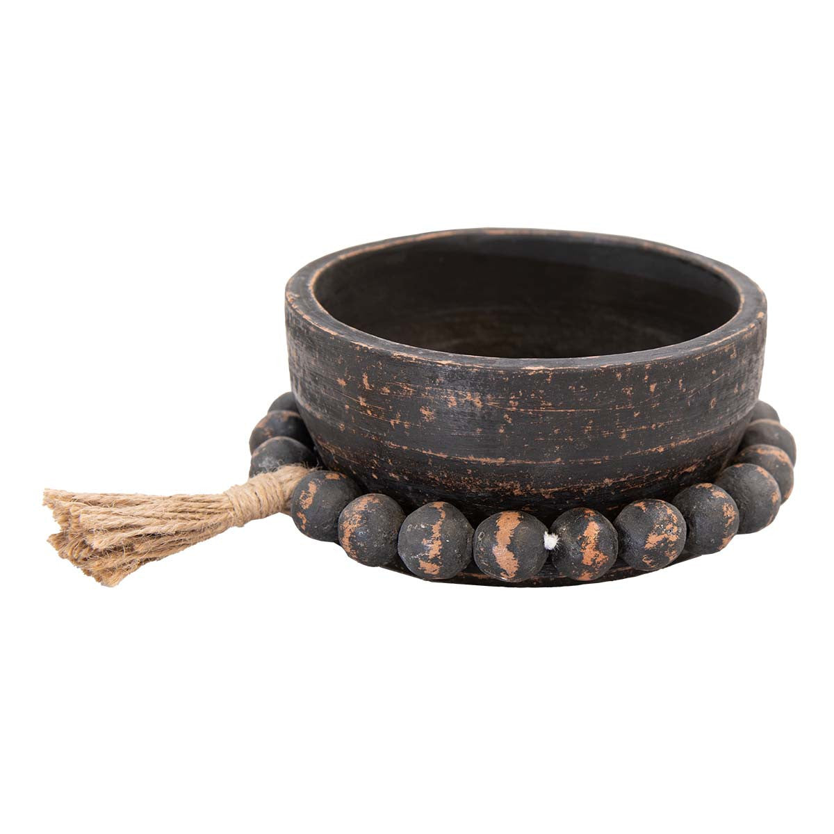 Blackwash Beaded Clay Bowl