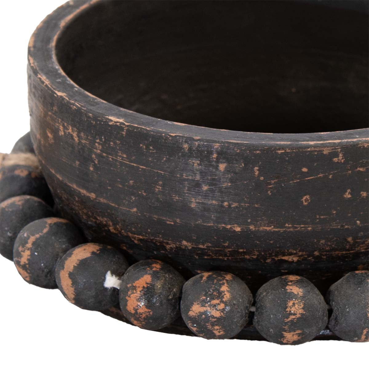 Blackwash Beaded Clay Bowl