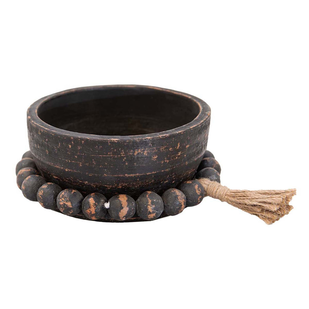 Blackwash Beaded Clay Bowl