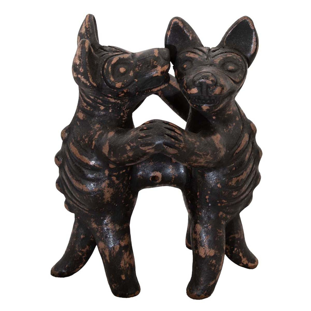 Western Dancing Dogs Clay Sculpture