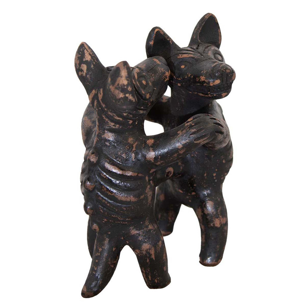 Western Dancing Dogs Clay Sculpture