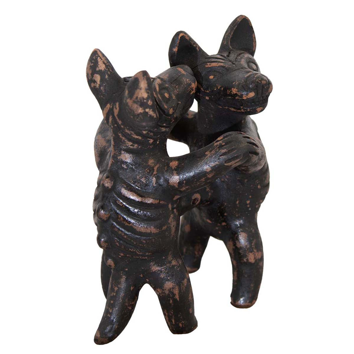 Western Dancing Dogs Clay Sculpture