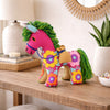 Whimsical Pink Donkey Fabric Sculpture