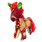 Whimsical Red Donkey Fabric Sculpture
