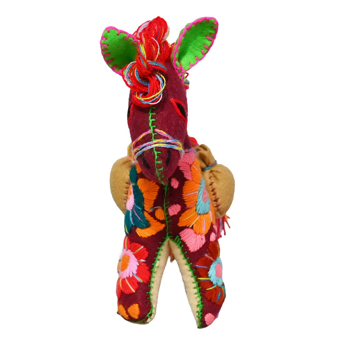 Whimsical Red Donkey Fabric Sculpture