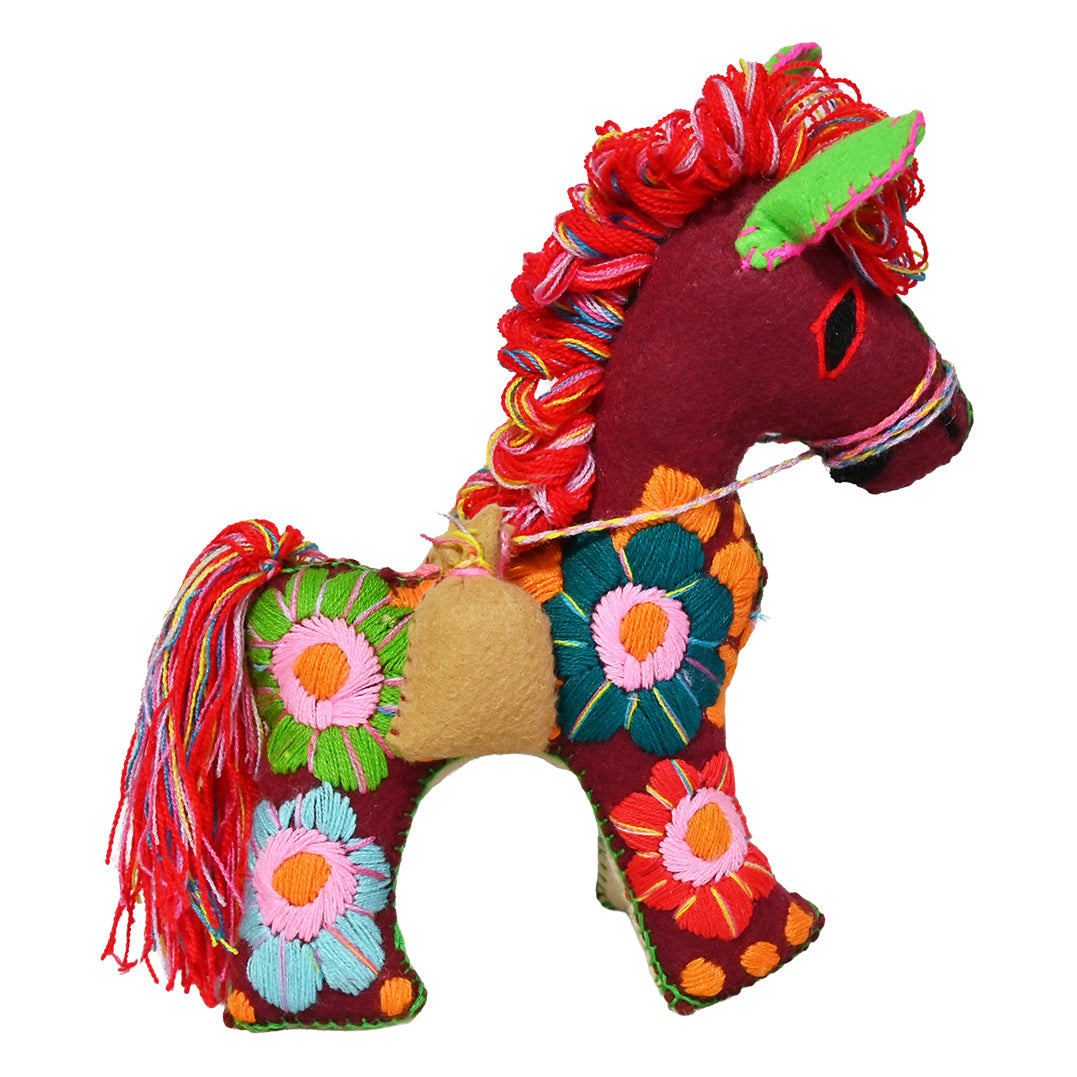 Whimsical Red Donkey Fabric Sculpture