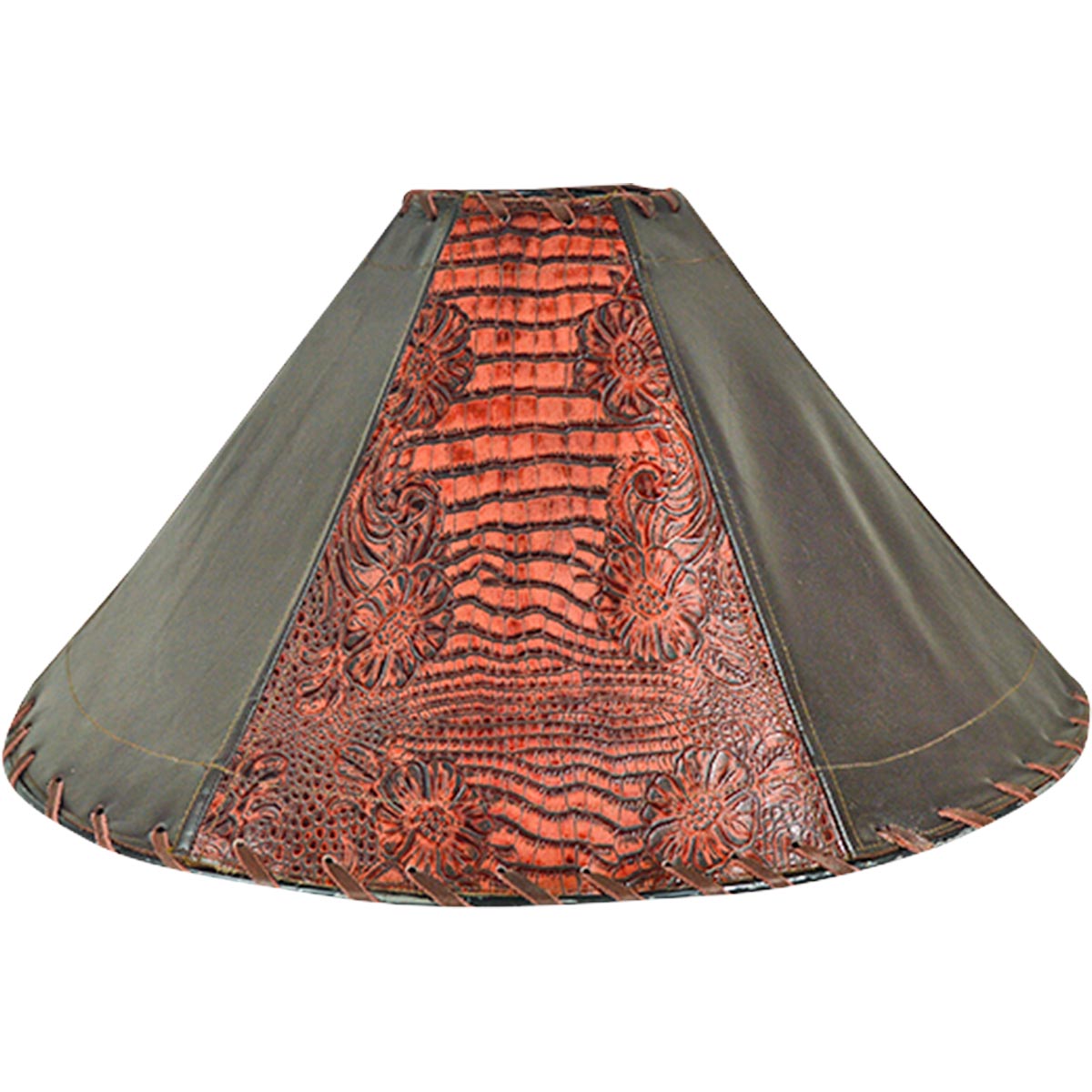 Rawhide & Pressed Leather Lampshade - 15 Inch - CLEARANCE