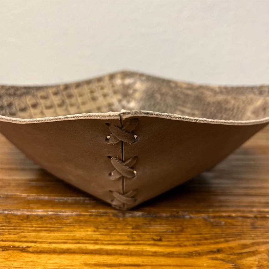 Croc Stitched Decorative Bowl - Tan