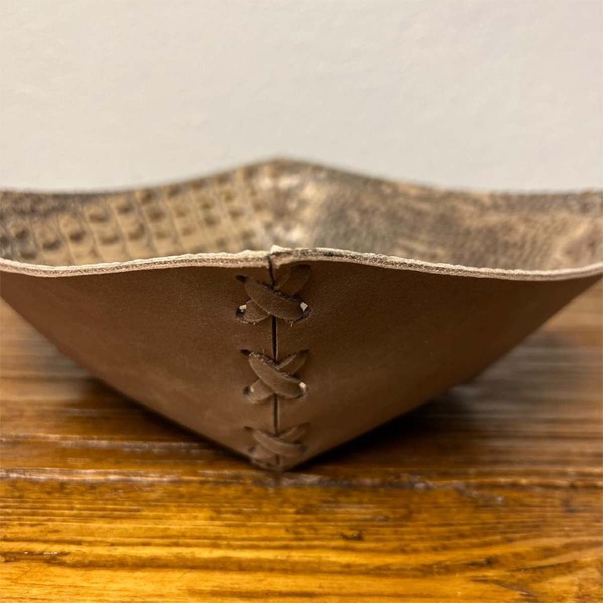 Croc Stitched Decorative Bowl - Tan