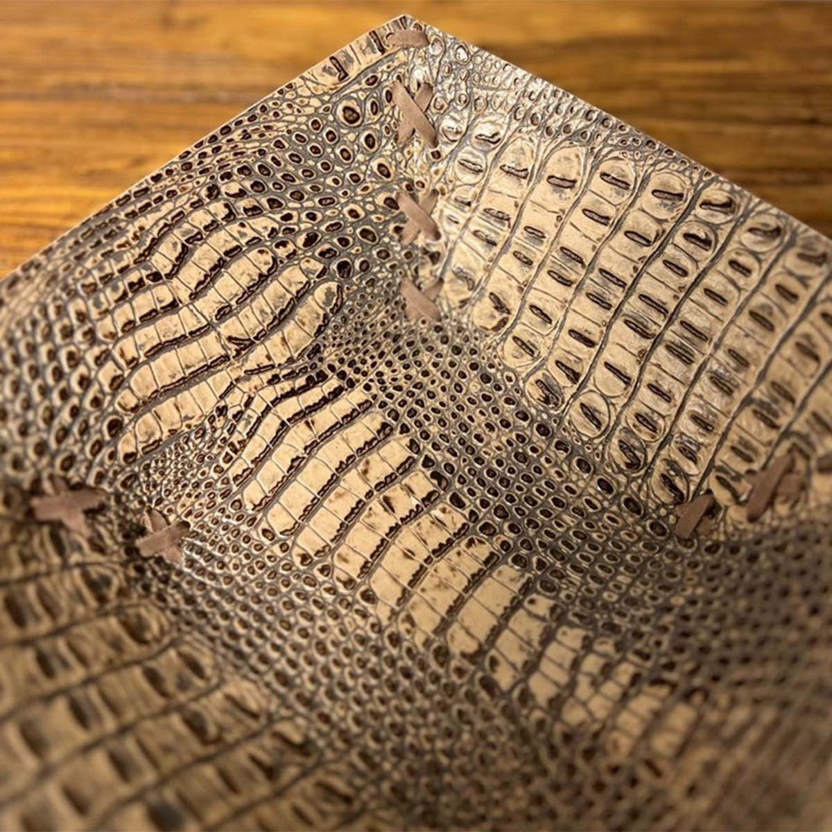 Croc Stitched Decorative Bowl - Tan