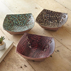 Tooled Leather Bowls - Red
