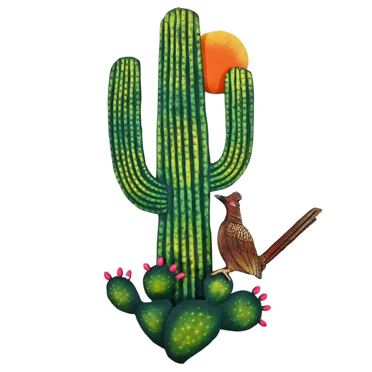 Cactus & Roadrunner Metal Wall Art