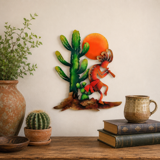 Kokopelli Sunset Metal Wall Art