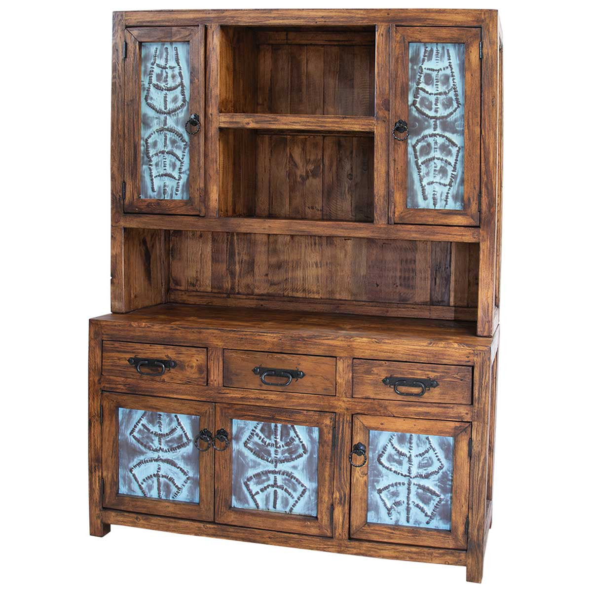 Guymon Reclaimed Wood Hutch with Metal Panels - Turquoise