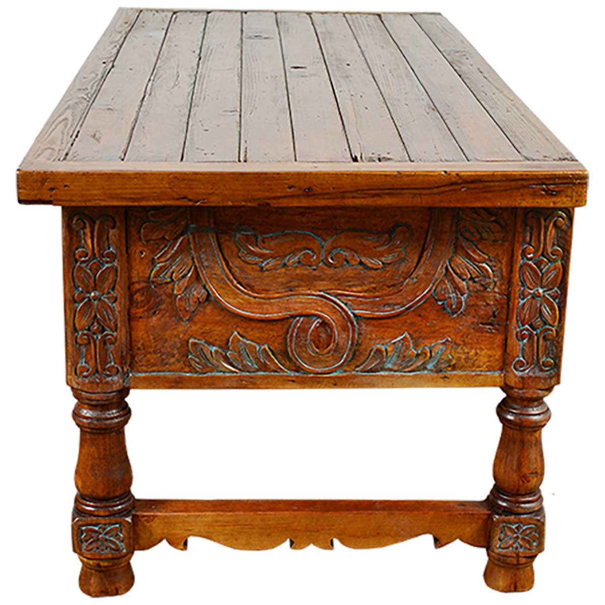 Holman Carved Desk with Reclaimed Wood Top