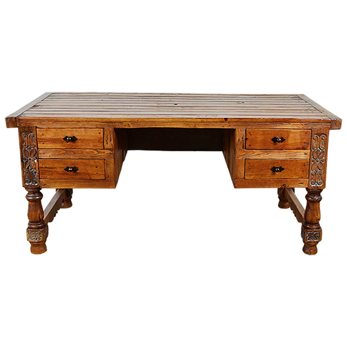 Holman Carved Desk with Reclaimed Wood Top