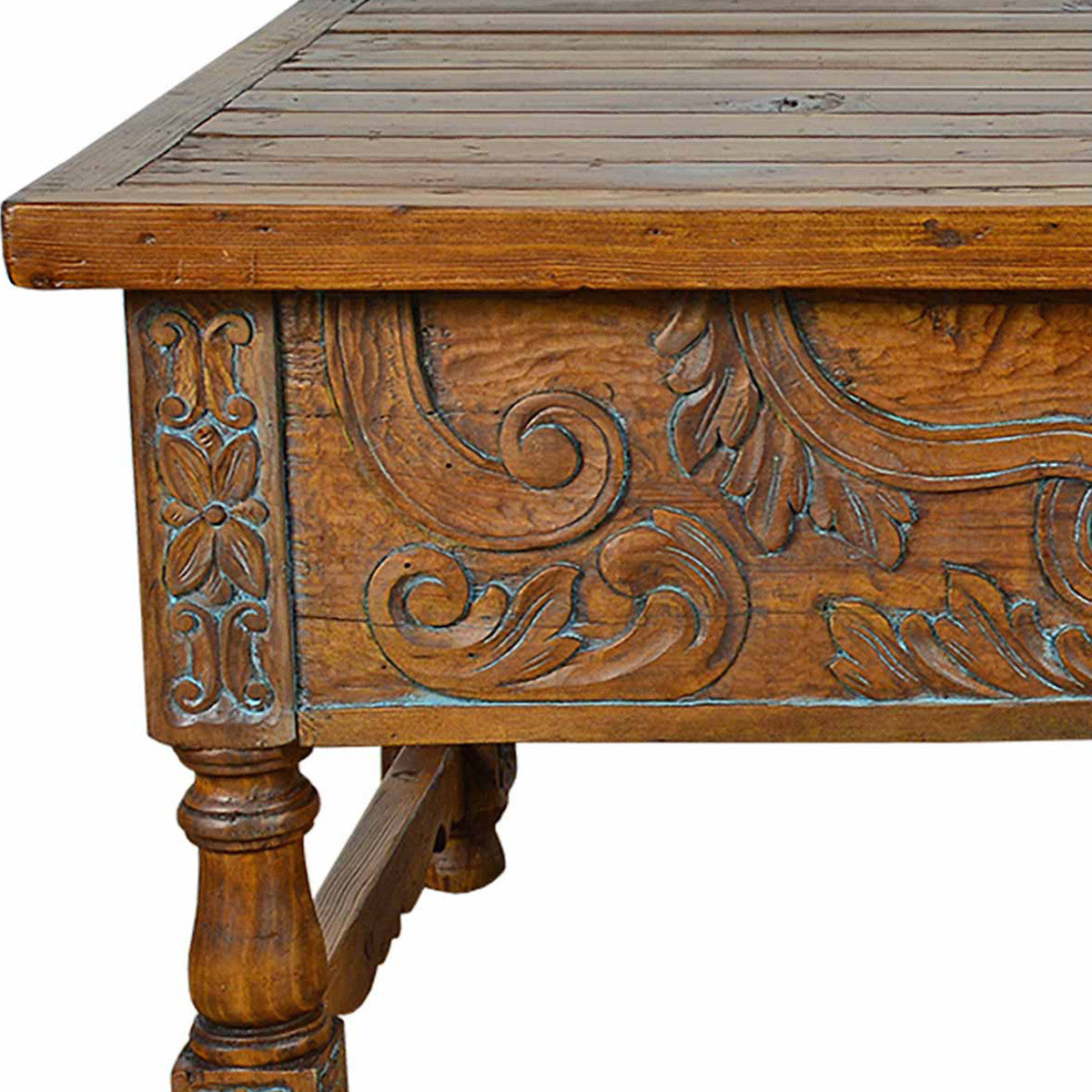 Holman Carved Desk with Reclaimed Wood Top
