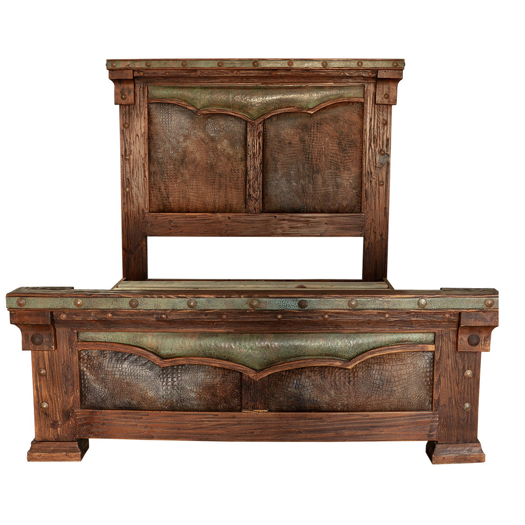 Stockade Solid Wood & Cowhide Bed - Queen