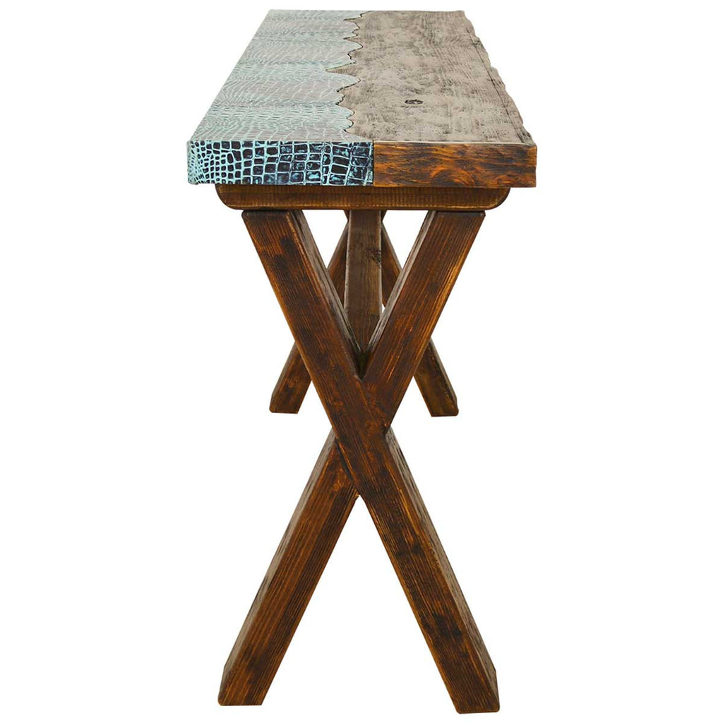 Tucson Live Edge Console with Leather Insert