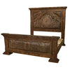 Roundup Solid Wood & Tooled Leather Bed - Queen