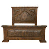 Roundup Solid Wood & Tooled Leather Bed - King