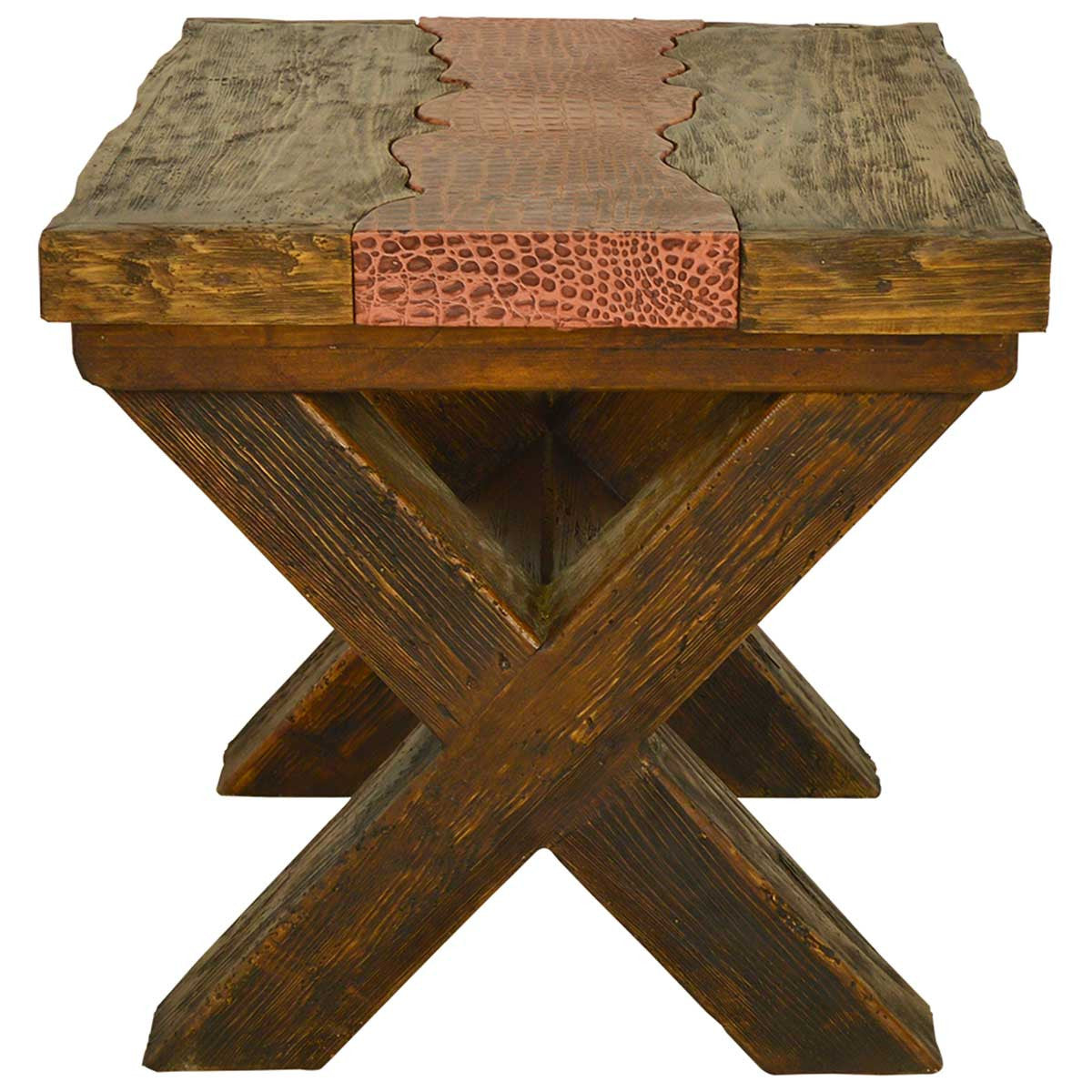 Sarasota Live Edge Side Table with Leather Insert