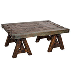 Aged Copper & Wood Coffee Table