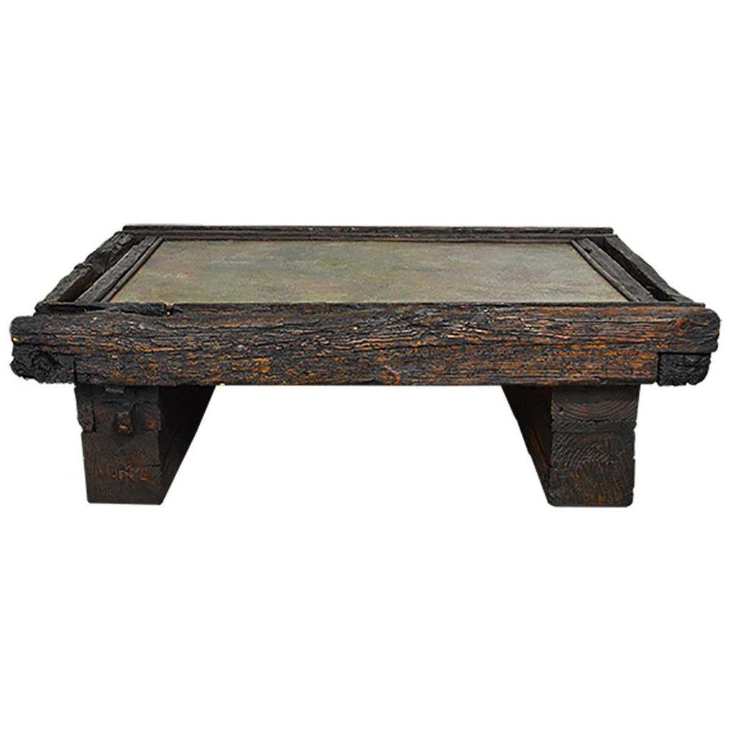 Mountaineer Old Wood Coffee Table with Copper Top