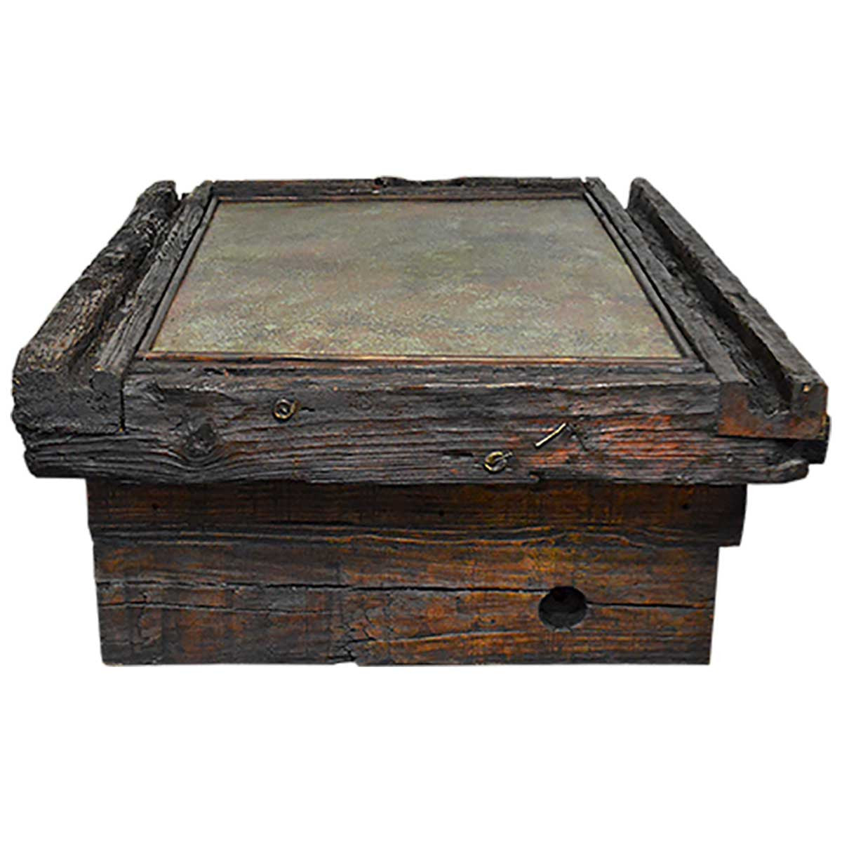 Mountaineer Old Wood Coffee Table with Copper Top