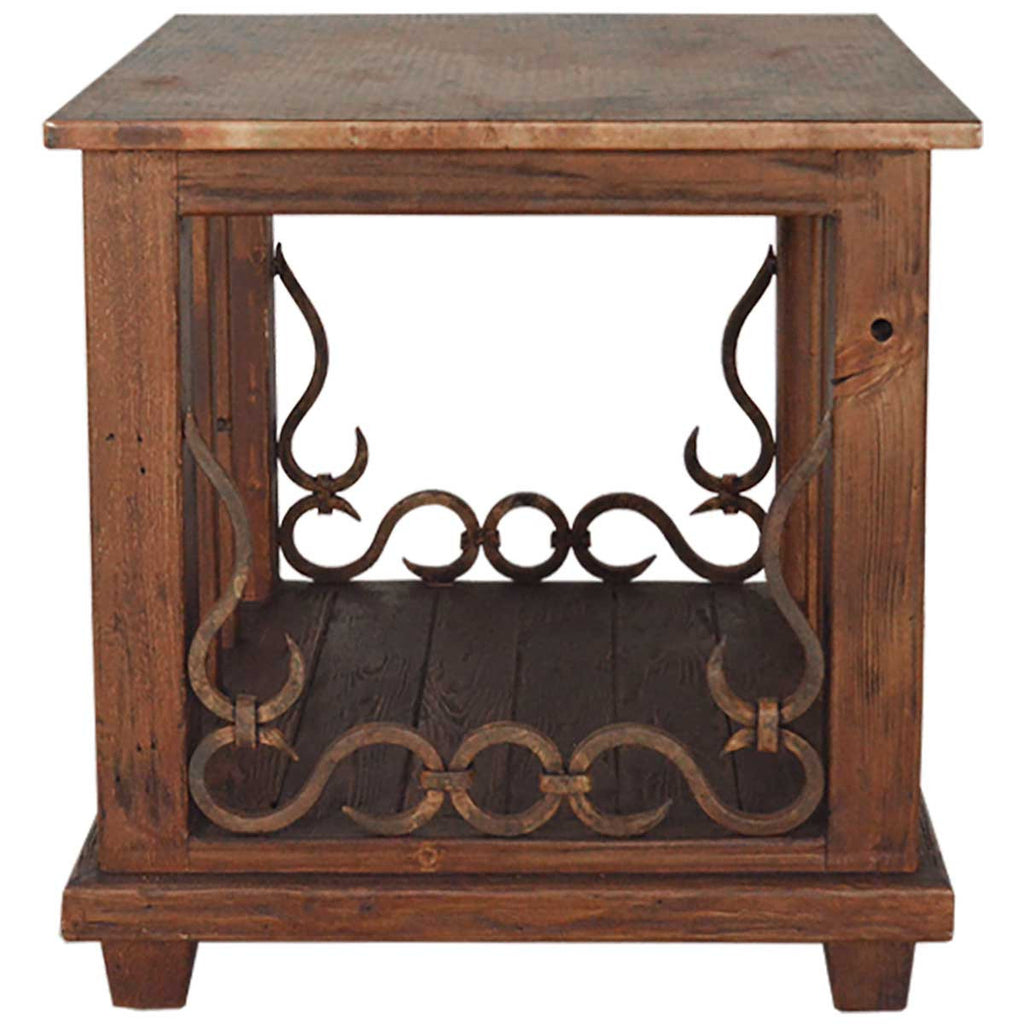 Mercantile Copper Top End Table with Wrought Iron Detail