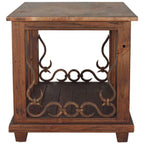 Mercantile Copper Top End Table with Wrought Iron Detail