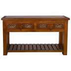 Rustler Hand Carved Console Table with Spur Drawer Pulls