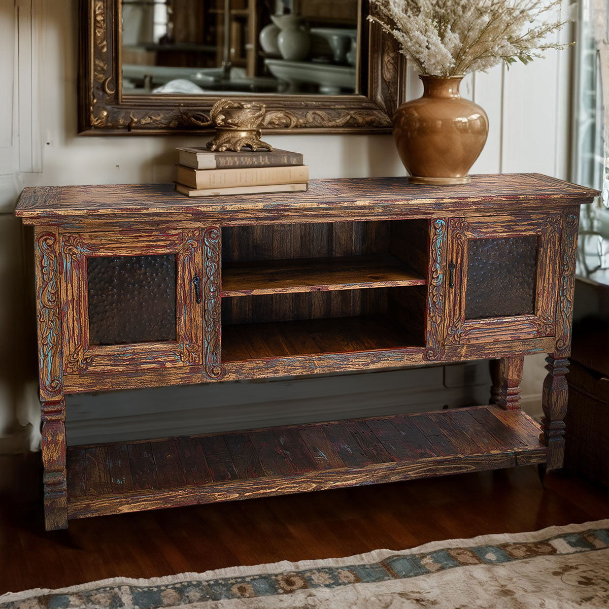 Montague Carved Buffet with Metal Panels