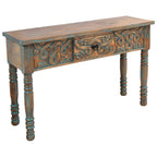 Fiesta Carved Console Table - Turquoise Wash